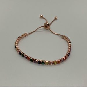 14k Rose Gold Plated Rainbow Tennis Bracelet 3mm Men’s Women’s Premium